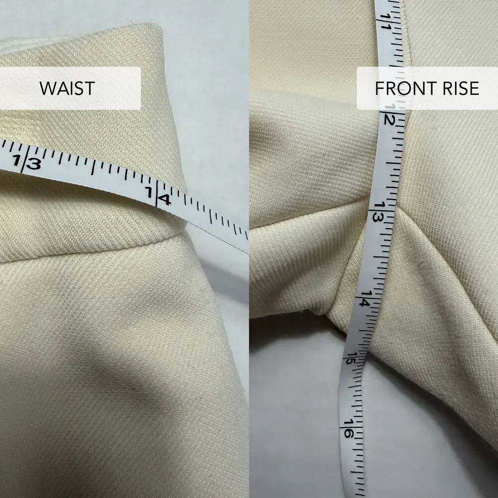 KHAITE Ivory Wool Blend Wide Leg Flare Dress Pants Trousers Size 8